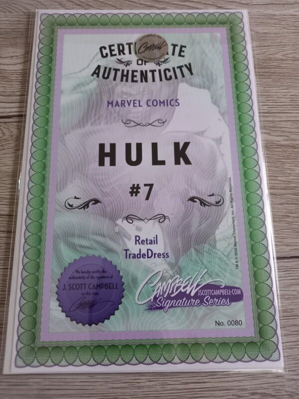 Hulk #7 - Autografato dalla superstar dei fumetti J.Scott Campbell Nerd Stark